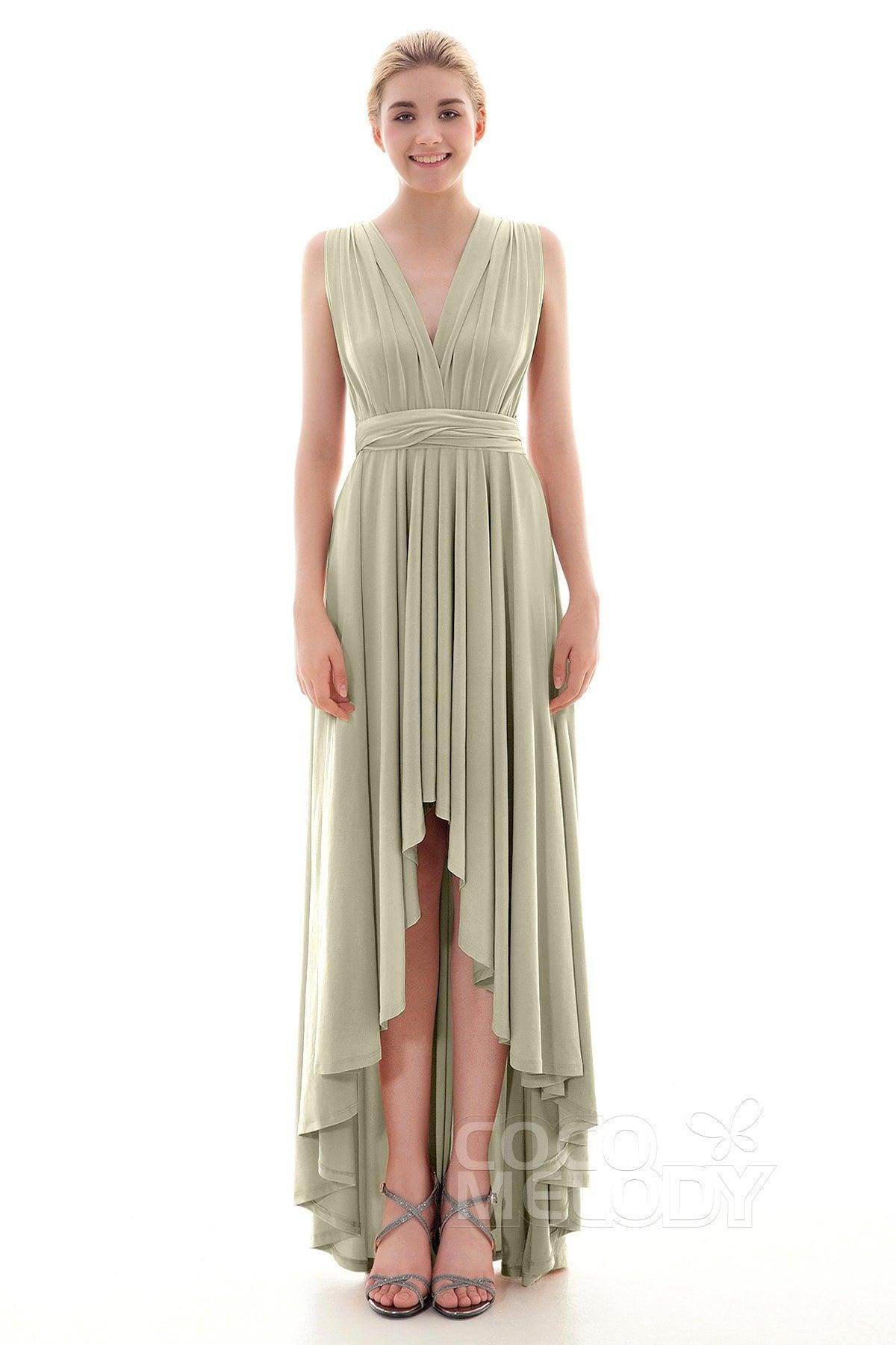 Asymmetrical High-Low Knitted Bridesmaid Dress COED16001 - COCOMELODY